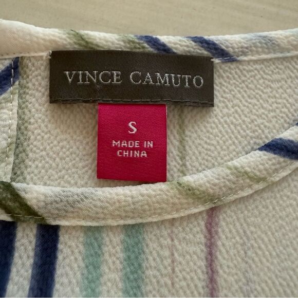 Vince Camuto Ivory Striped Bell Sleeve Top - Picture 3 of 8